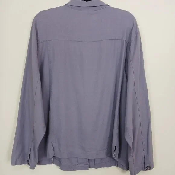 Fashion Bug Linen Blend Jacket Women 22/24 Purple Button Casual Lightweight Top - Picture 4 of 8